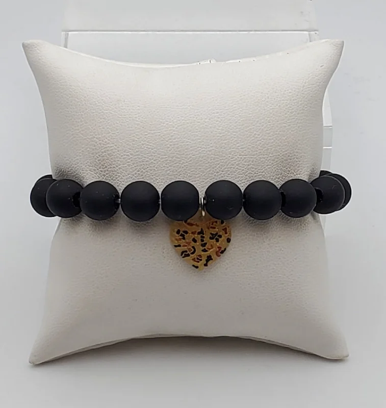 ladies yellow gold bracelets beads -Rubber Bead Stretch Bracelet