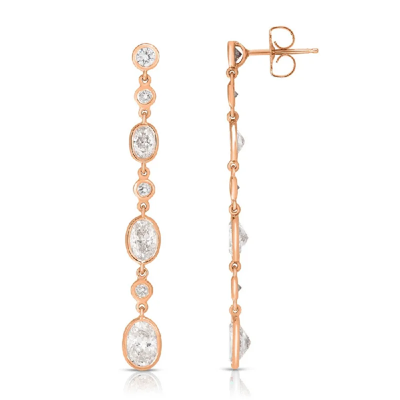 Ladies rustic wood earrings -14K Rose Gold Round and Oval Diamond Earrings Z00142828