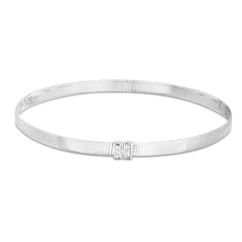 moonstone bracelets for women -14K Gold Omega Diamond Bangle