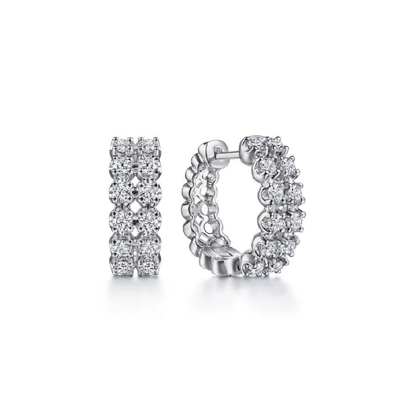 Ladies fine link earrings -Gabriel & Co. - EG14237W45JJ - 14K White Gold 15MM Diamond Earrings