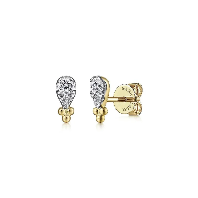 Ladies forest leaf earrings -Gabriel & Co 14K Yellow Gold Diamond Bujukan Stud Earrings