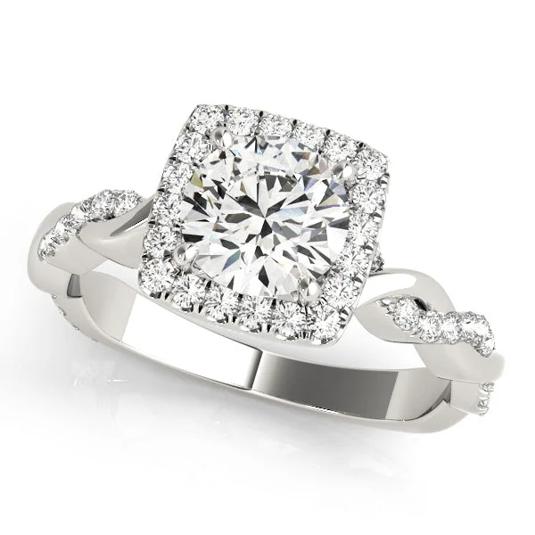 Ladies elegant solitaire wedding rings -Halo Diamond Engagement Ring