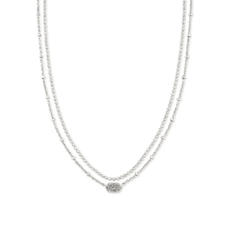 Ladies Necklaces with Lock Glow-Kendra Scott : Emilie Rose Gold Multi Strand Necklace In Platinum Drusy