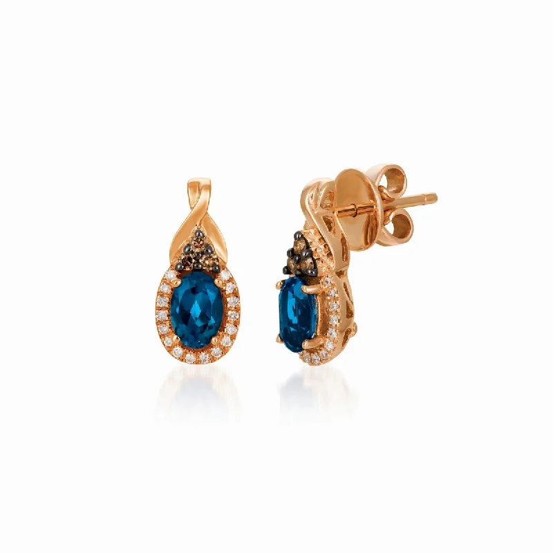 Ladies peaceful jade earrings -Le Vian Chocolatier® Deep Sea Blue Topaz™ and Diamond Earrings WJBO 44