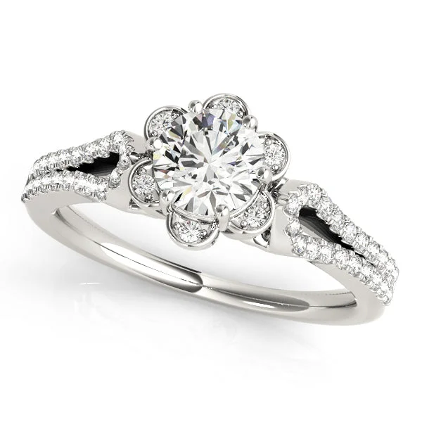 Ladies affordable chic wedding rings -Halo Diamond Engagement Ring