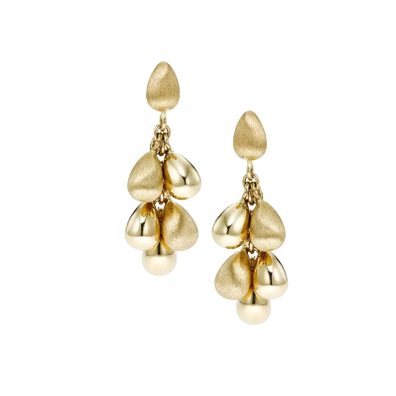 Ladies urban sleek earrings -14kt Yellow Gold Le Gocce Earring, with Satin Finish &  Push Back Clasp ER7887