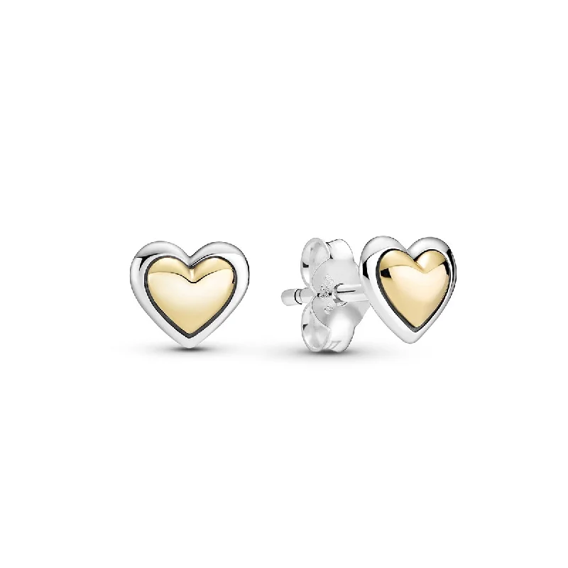 Ladies hopeful spark earrings -Domed Golden Heart Stud Earrings 299389C00