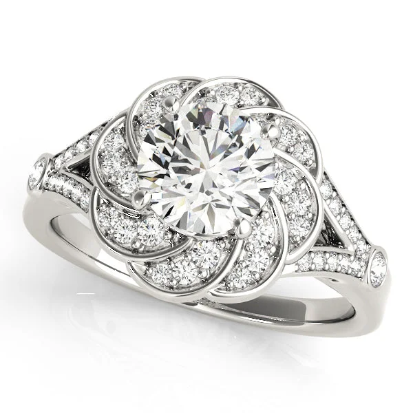 Ladies upscale gem wedding rings -Halo Diamond Engagement Ring