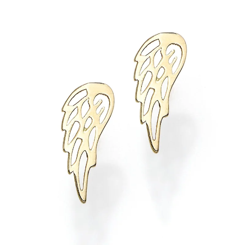 Ladies lunar charm earrings -14kt Yellow Gold Polished Wing Post Earring with Push Back Clasp ER8799