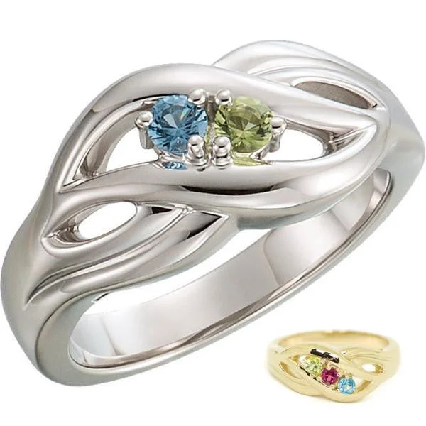 Ladies tranquil sapphire rings -Diagonal Set Mother's Family Birthstone Ring