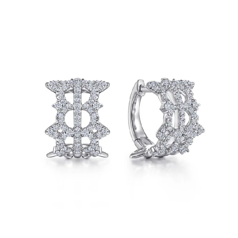 Ladies airy titanium earrings -Gabriel & Co. - EG14303W45JJ - Vintage 14K White Gold 15MM Diamond Earrings