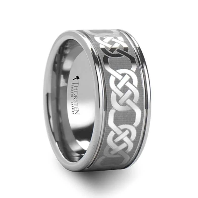 Ladies whisper-light rings -Thorsten BOSTON Celtic Laser Engraved Tungsten Carbide Ring - 10mm