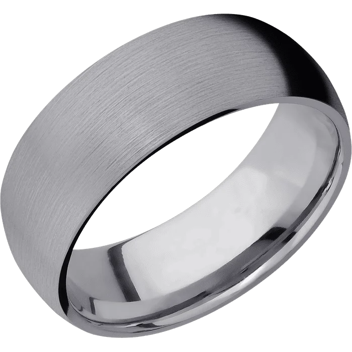 Ladies rainbow burst rings -8mm wide Domed Tantalum Ring with Satin Finish