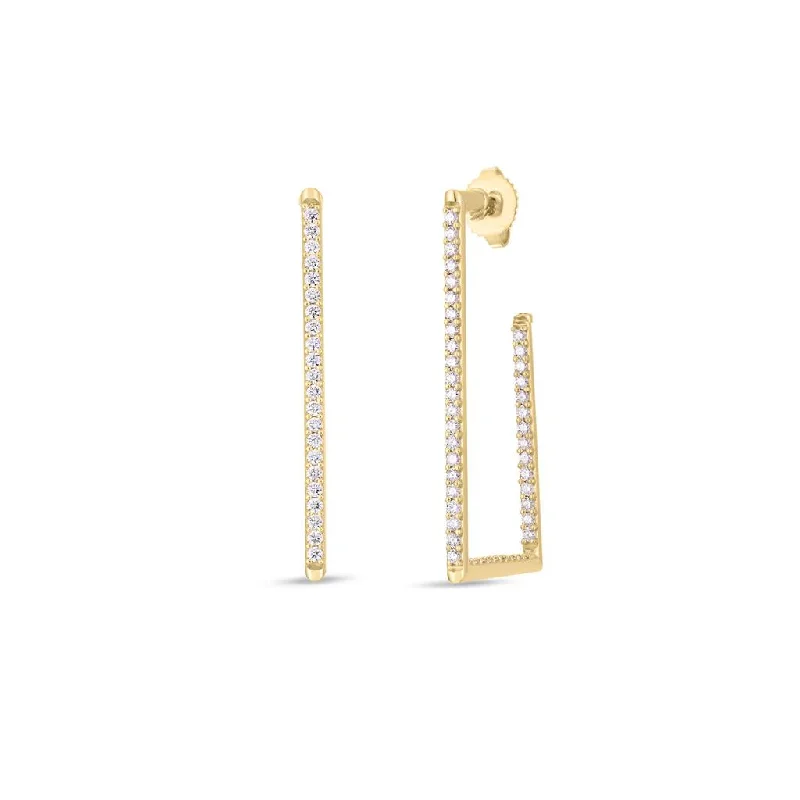 Ladies wave shine earrings -Roberto Coin Geometric Diamond Earrings