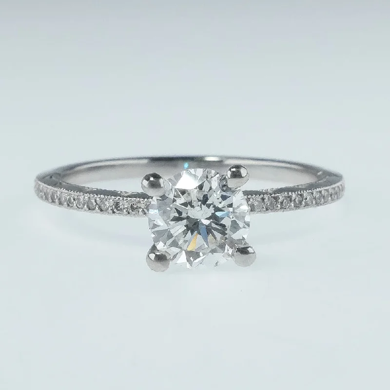 Ladies forever charm wedding rings -NEW Tacori Platinum GIA 0.82ct Round Diamond SI1/G Side Accented Engagement Ring