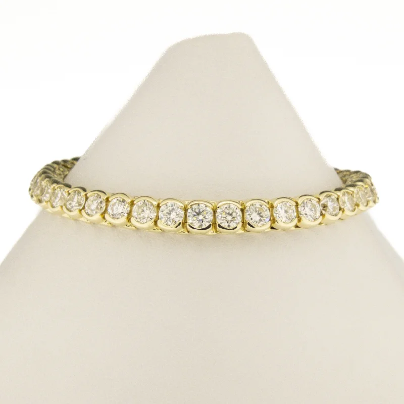 knot design bracelets for women -10.50ctw Round Brilliant Diamond 6.75" Tennis Bracelet in 14K Yellow Gold