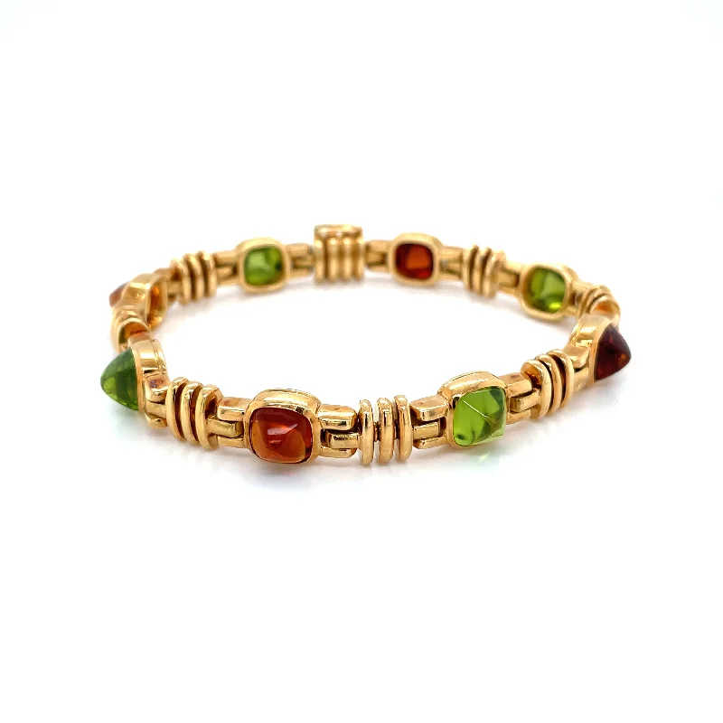 mixed metal bracelets for women -Bulgari Multigems Sugarloaf Cabochon Gold Bracelet