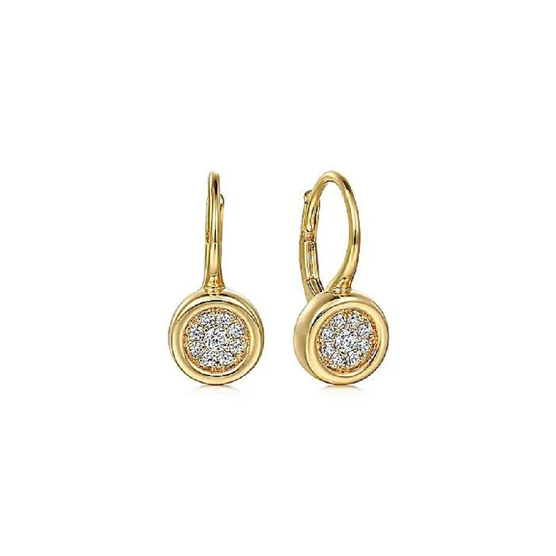 Ladies cosmic fate earrings -Gabriel & Co 14k Yellow Gold Cluster Diamond  Earrings - .20cttw