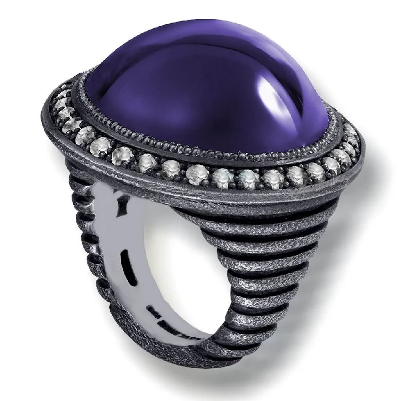 Ladies zirconia spark rings -Silver Symbolica Ring with Japanese Amethyst & Topaz