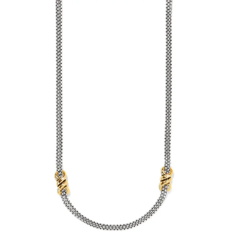 Ladies Necklaces with Heart Glow-Brighton : Interlok Twist Two Tone Double Chain Necklace