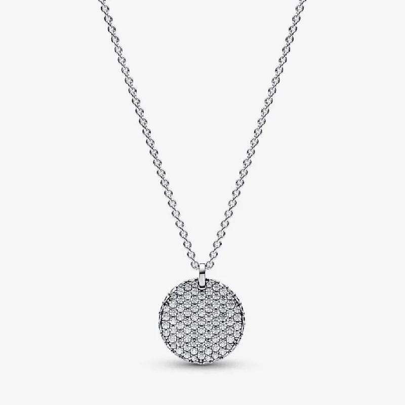 Ladies Necklaces Bold Glow-PANDORA : Pandora Timeless Pavé Round Pendant Necklace