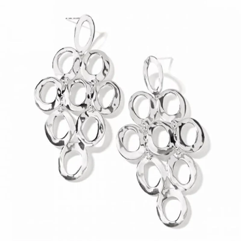 Ladies shiny gloss earrings -Ippolita Sterling Silver Open Oval Cascade Earrings