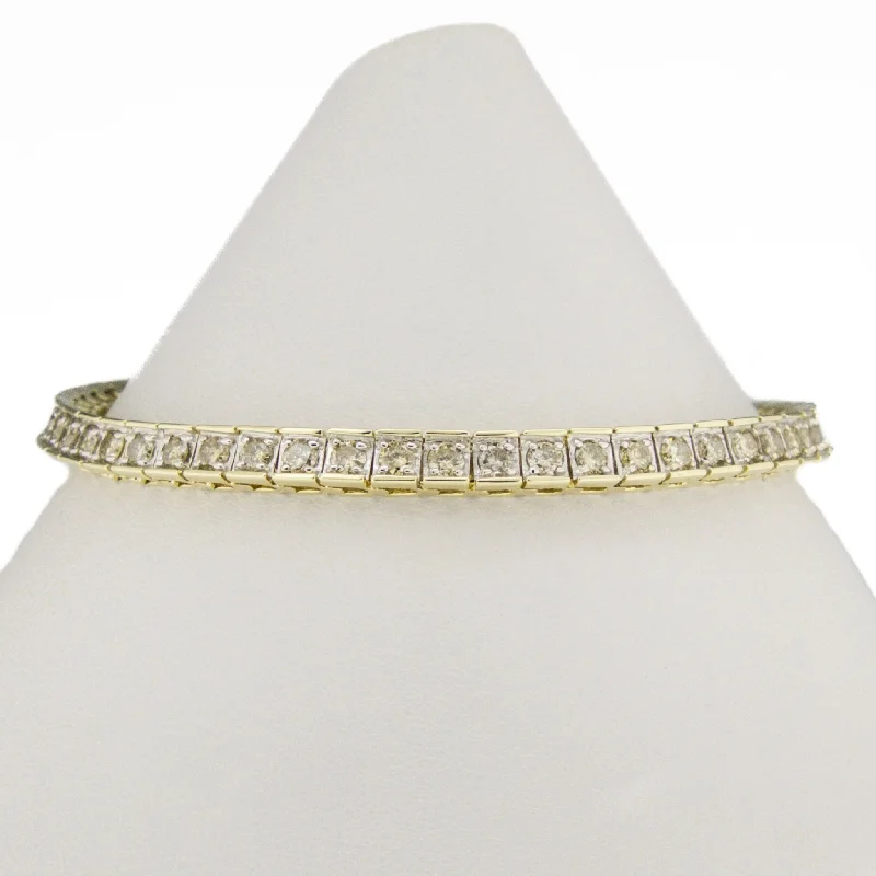 gold twist bracelets for women -4.00ctw Diamond 7" Tennis Bracelet in 14K Yellow Gold