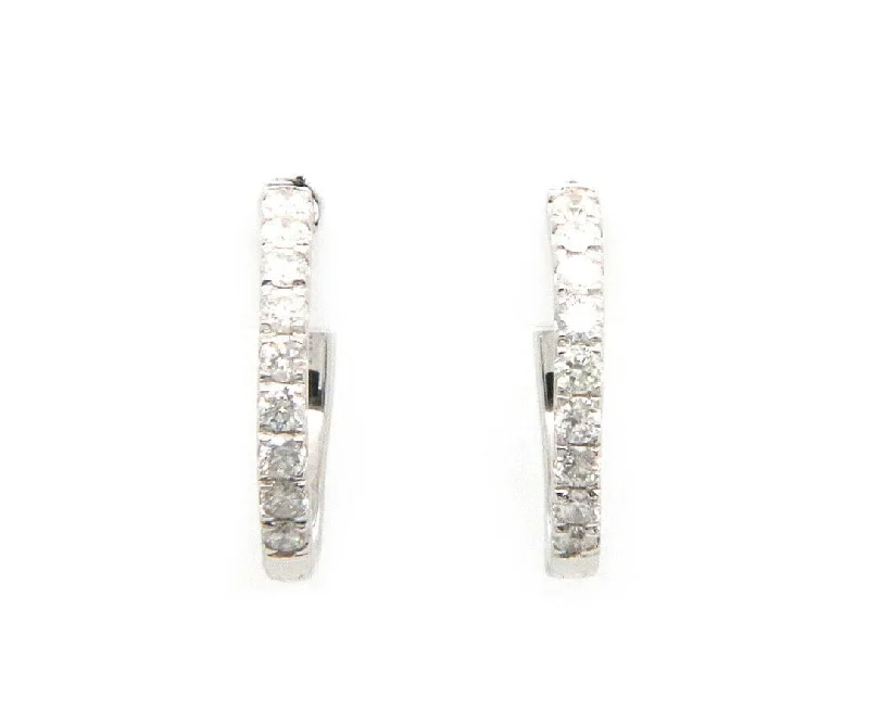 Ladies mountain ridge earrings -New 0.33ctw Diamond Small Hoop Earrings in 14K