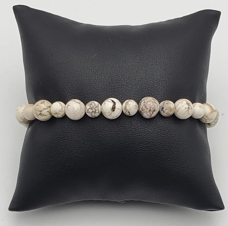 bohemian style bracelets for women -Howlite Bead Stretch Bracelet