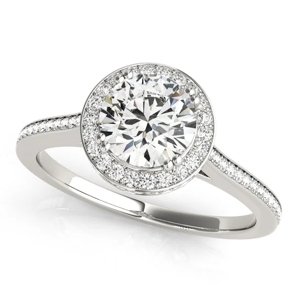 Ladies memory gleam wedding rings -Halo Diamond Engagement Ring