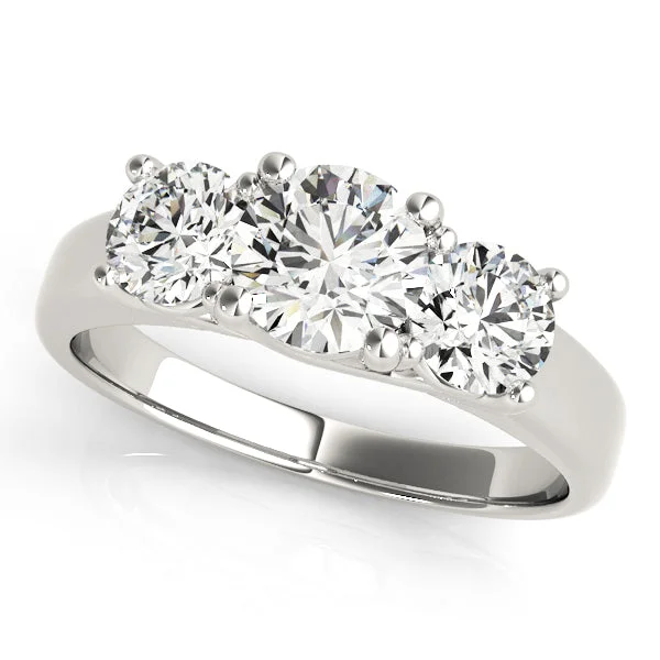 Ladies high sheen wedding rings -Three Stone Diamond Engagement Ring