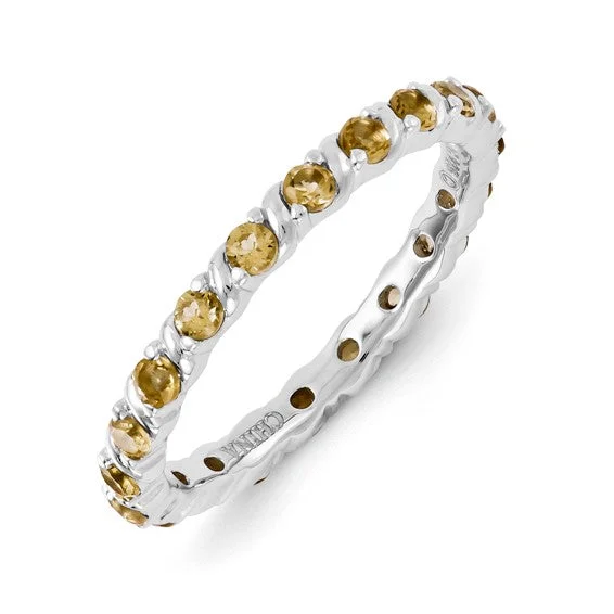 Ladies festive flair rings -Sterling Silver Stackable Expressions Citrine Ring