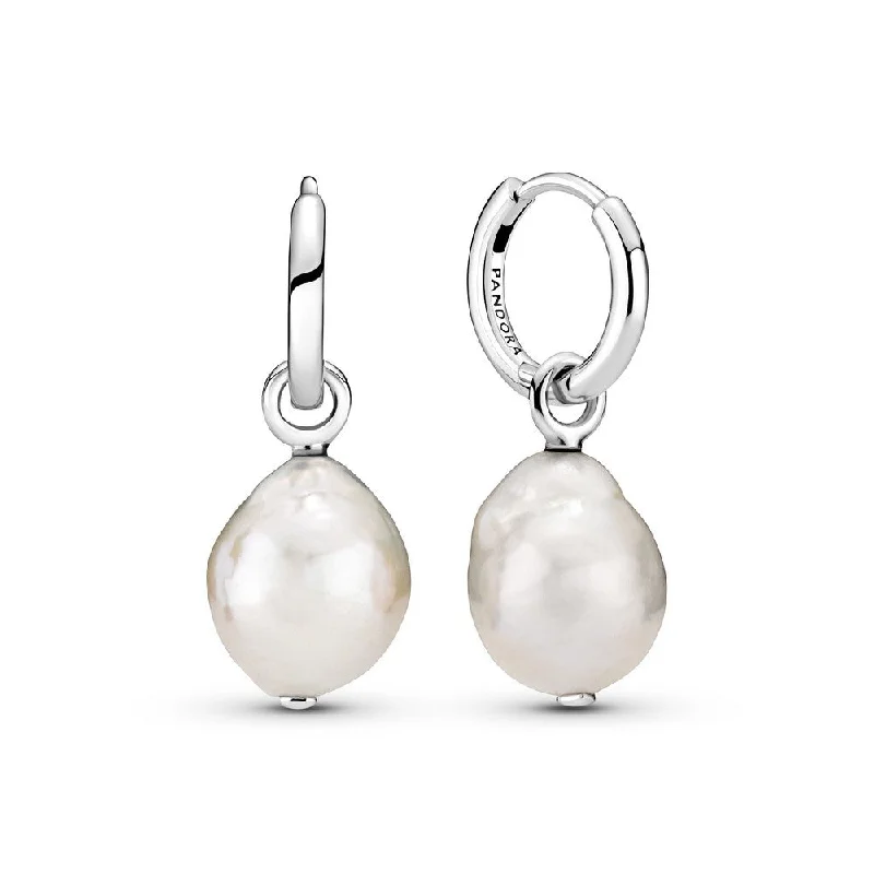 Ladies trendy vibe earrings -Freshwater Cultured Baroque Pearl Hoop Earrings 299426C01