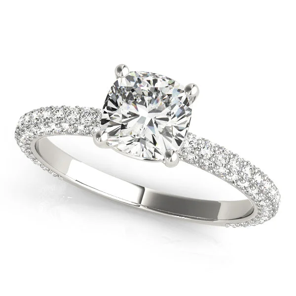 Ladies wide eternity wedding rings -Pave Diamond Engagement Ring