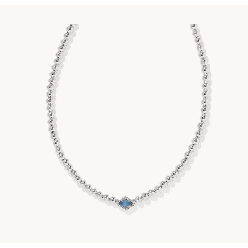 Ladies Necklaces for Doctor Glow-Kendra Scott : Abbie Silver Beaded Necklace in Light Blue Mother-of-Pearl