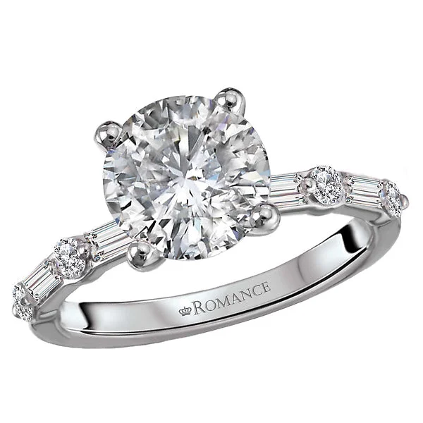 Ladies sleek band wedding rings -Diamond Semi-Mount Engagement Ring