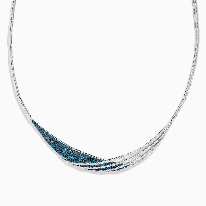 Ladies Necklaces for Love Shine-Bella Bleu 14K White Gold Blue and White Diamond Necklace