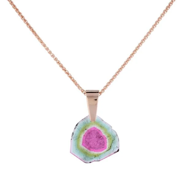 Ladies Necklaces with Key Glow-Watermelon Tourmaline Necklace