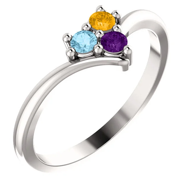 Ladies fine thread rings -V Shaped Petite 2mm Birthstone Mother's Family Ring