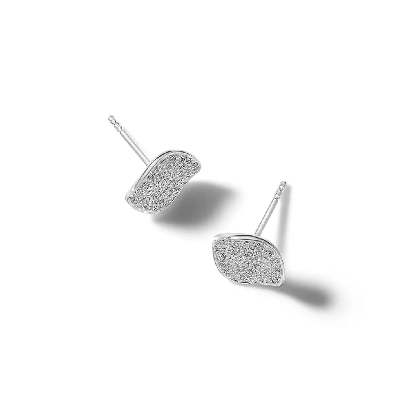 Ladies energy pulse earrings -Ippolita Sterling Silver Diamond Stardust Small Flower Disc Stud Earrings