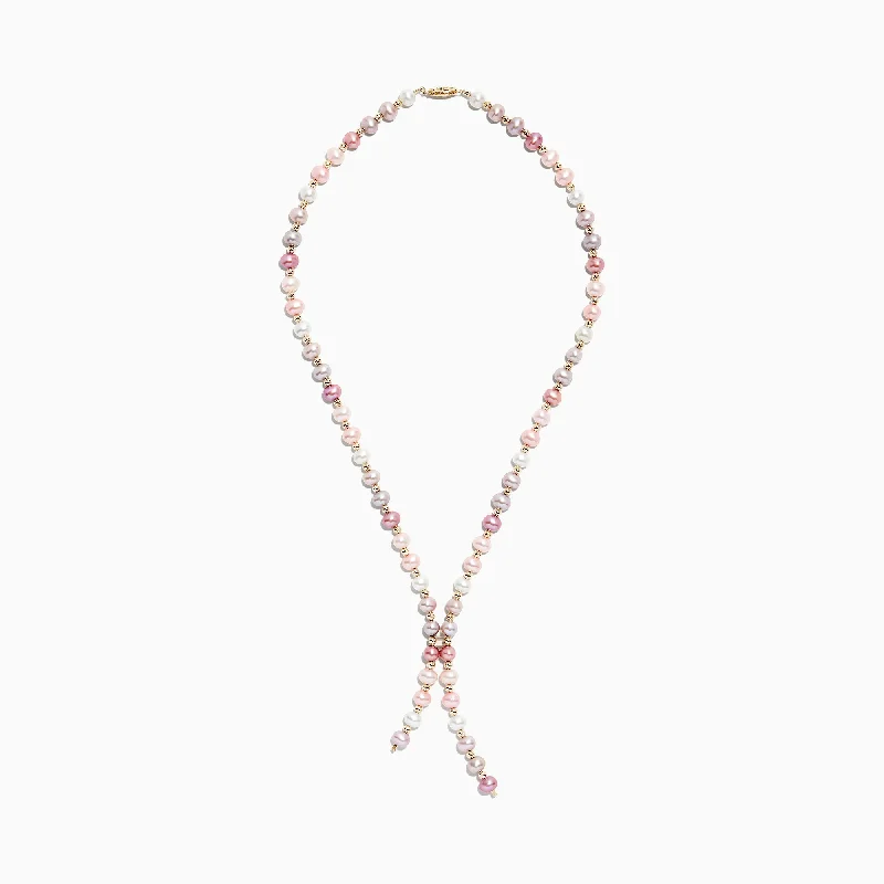 Ladies Necklaces with White Thaumasite-14K Yellow Gold Multi Color Cultured Fresh Water Pearl Necklace