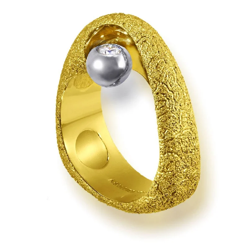 Ladies travel quest rings -Yellow Gold Modern Art Ring with Diamond