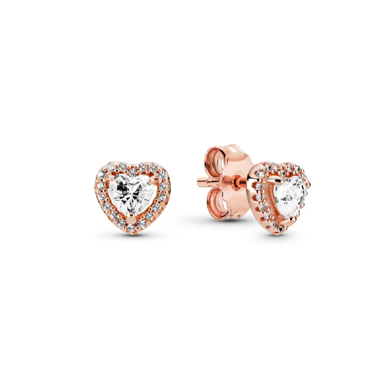 Ladies wildlife charm earrings -Sparkling Elevated Heart Stud Earrings 288427C01