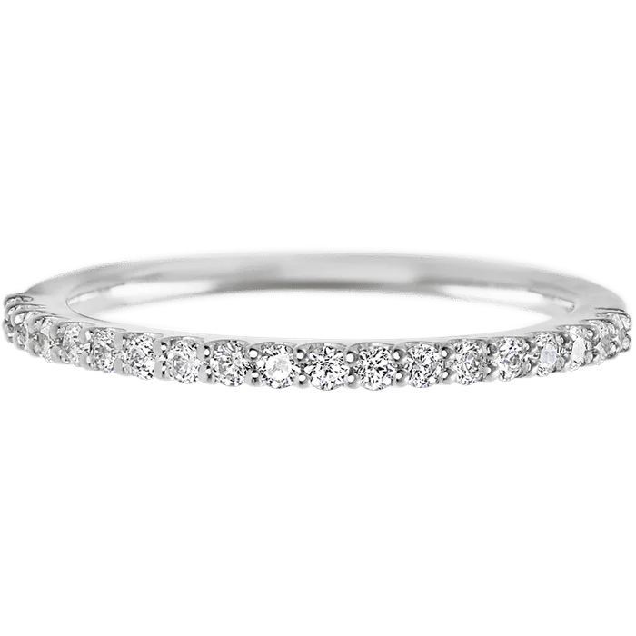 Ladies sleek band rings -Adelaide Style 10k White Gold Ring / Half Eternity .315 TCW of White Lab Diamonds / Size 6.5