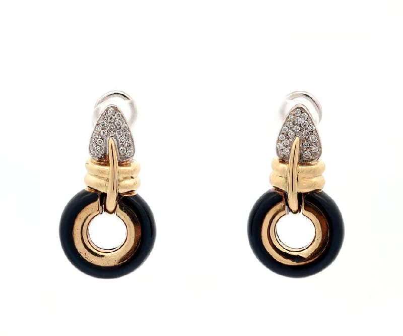 Ladies wildlife charm earrings -La Nouvelle Bague 0.75ctw Pave Diamond and Midnight Enamel Earrings in 18K