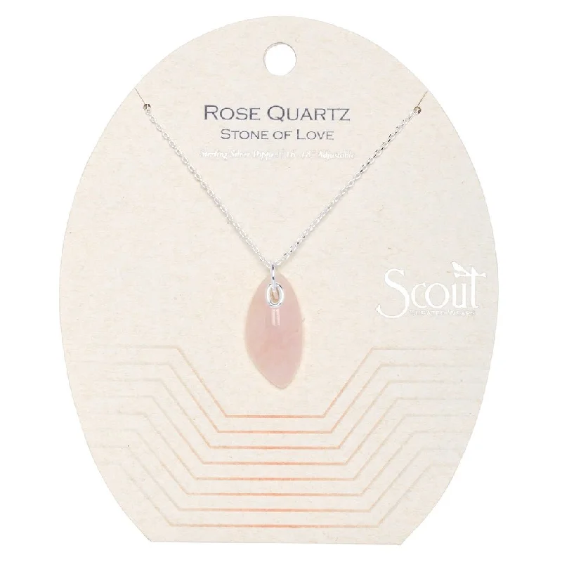 Ladies Necklaces with Rose Kunzite-Scout Curated Wears : Organic Stone Necklace Rose Quartz/Silver - Stone of Love