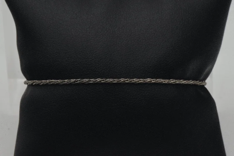 minimalist curve bracelets for women -Vintage Italian Sterling Silver Rope Link Chain Bracelet