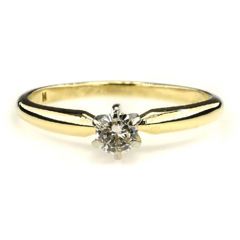 Ladies squared charm wedding rings -Round Diamond Solitaire Engagement Ring 0.20ct in 14K Yellow Gold