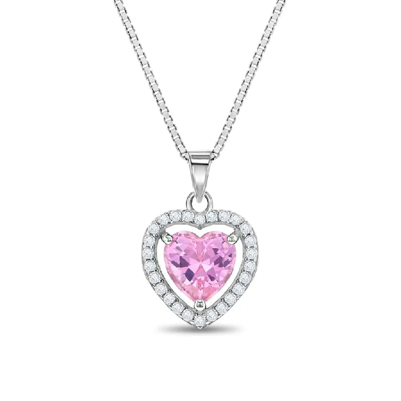 Ladies Necklaces with Crimson Zincite-In Season Jewelry : Royal CZ Heart Girls Necklace