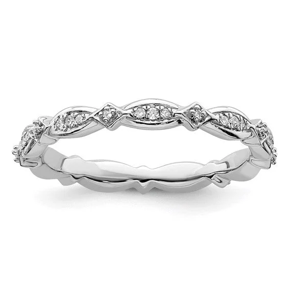 Ladies open design rings -Sterling Silver Stackable Expressions Diamond Eternity Ring